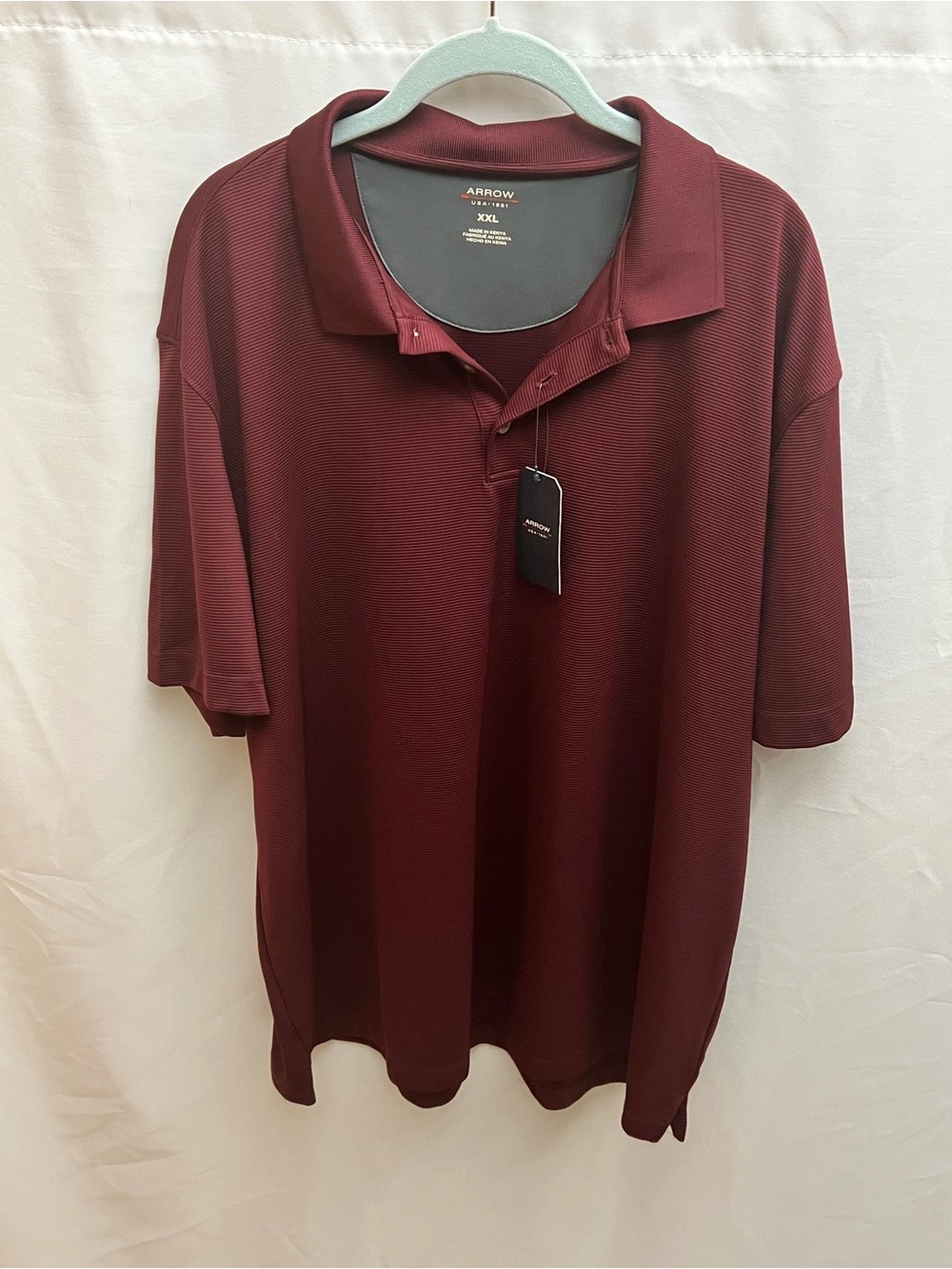 Arrow USA 1851 Menโs XXL Oxblood Burgundy Performance Polo Shirt NWT